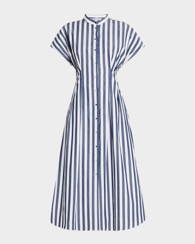 Fit-&-Flare Cotton Button-Front Midi Dress - Modern Fit